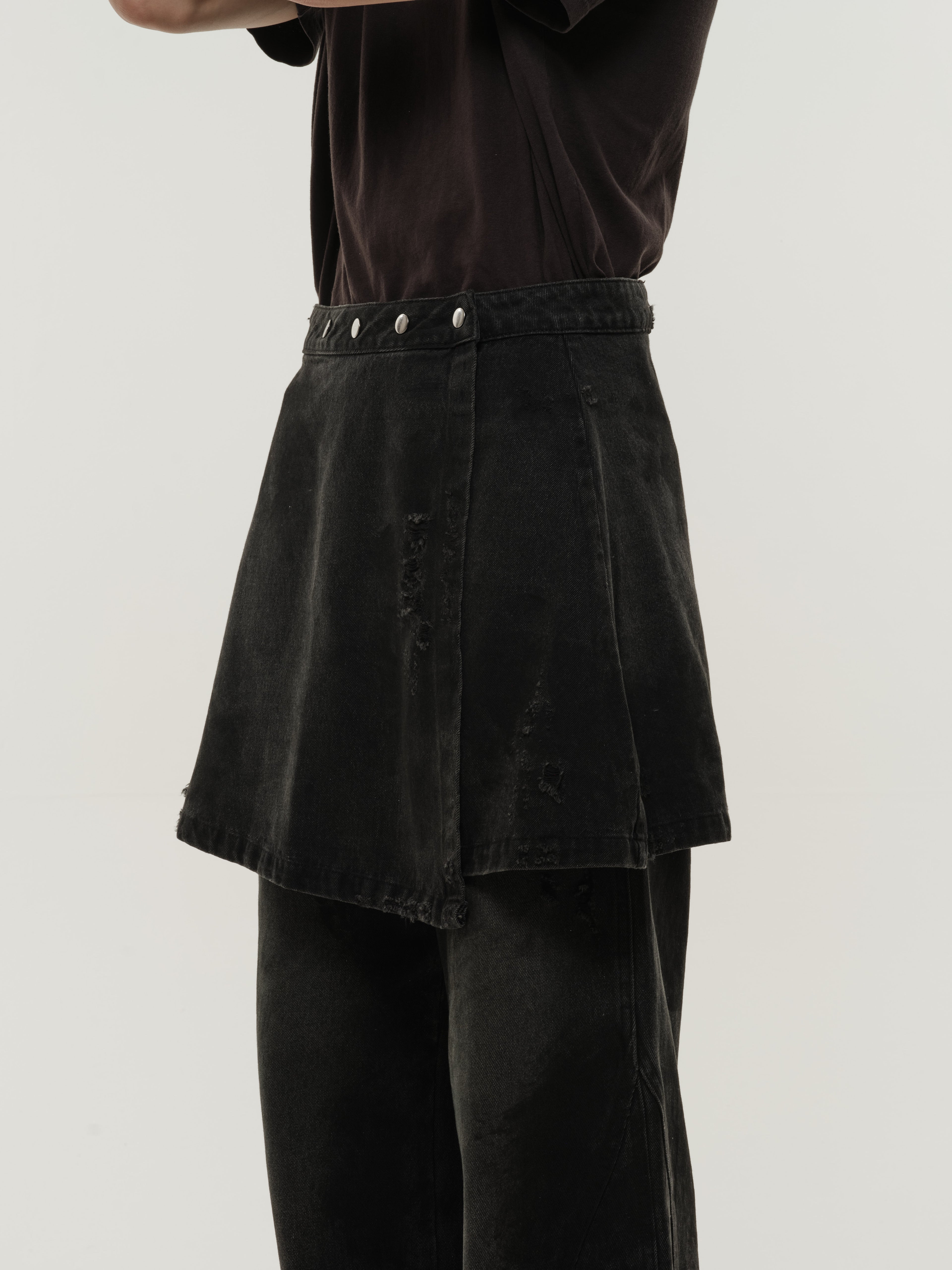 TBW Distressed Wrap Skirt